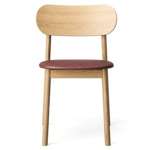 Chaise de Salle à Manger Decotique Elephant en Chêne Naturel et Cuir Marron