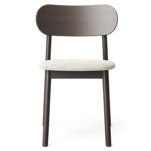 Chaise de Salle à Manger Decotique Elephant en Chêne Foncé/bouclé Blanc