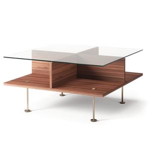 Table basse Decotique Vogue 70x70 Noyer/ Laiton