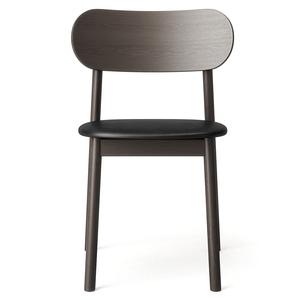 Chaise de salle à manger Decotique Elephant en chêne foncé et cuir Noir
