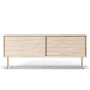 Meuble TV Decotique Vogue avec Pieds 136 Chêne Pigmenté Blanc/ Laiton