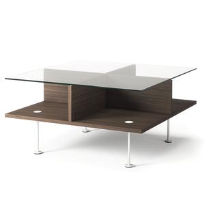 Table basse Decotique Vogue 70x70 Chêne foncé/Blanc