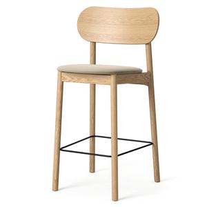 Tabouret de Bar Decotique Elephant en Chêne Naturel/velours Beige