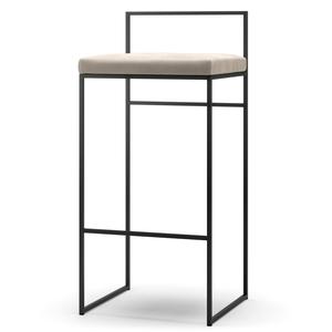 Tabouret de Bar Department avec Dossier 90 cm en Velours Noir/ Beige