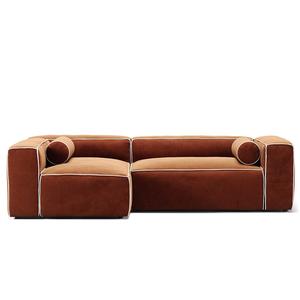 Canapé 3 Places Decotique Grand Hue Divan Gauche Moonwhite/ Cuivre
