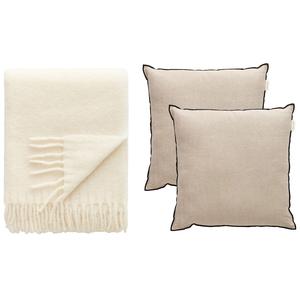 Ensemble Coussin et Plaid Decotique Cozy Beige