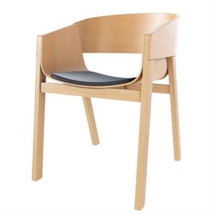 Chaise de Salle à Manger TON Merano avec Accoudoirs et Assise Rembourrée, Noir/naturel