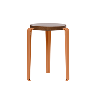 Tabouret TipToe LOU Chêne teinté/Rouge mandarine