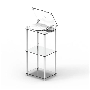 Support de Table Transparent pour Platine Vinyle et Haut-parleur Blanc