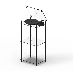 Support de Table Transparent pour Platine Vinyle et Haut-parleur Noir