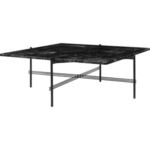 GUBI TS Table Basse Carrée 105 x 105 cm avec Base Noir et Plateau Marbre Marquina Noir