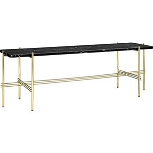 GUBI TS Table Console H40 cm avec 1 Etagère Laiton/Marbre Marquina Noir