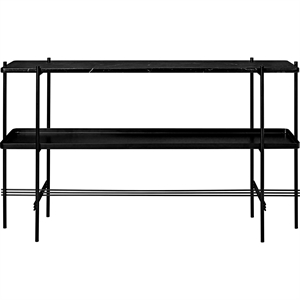 GUBI TS Table Console H72 cm avec 2 Etagères Noir/Marbre Marquina Noir