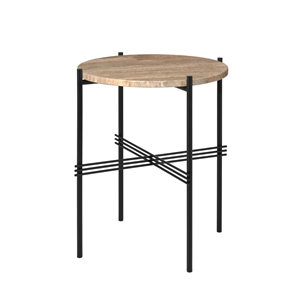 GUBI TS Table D'appoint Ronde Ø40 Noir/ Travertin Taupe Chaud