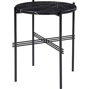 GUBI TS Table Basse Ronde Ø40 cm M. Noir Base et Noir Marquina Marbre Top