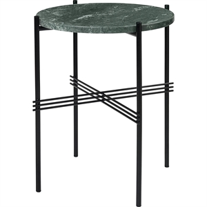 GUBI TS Table Basse Ronde Ø40 cm M. Base Noir et Plateau Marbre Guatemala Vert