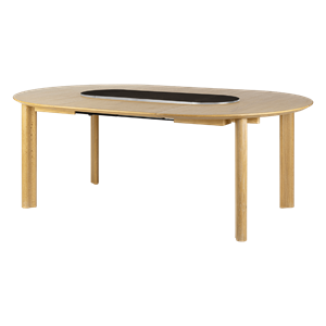 Table à Manger Umage Comfort Circle Smooth avec Rallonge, Chêne/ Noir/acier