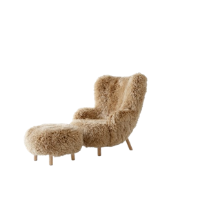 &Tradition Petra VB3 Fauteuil en Peau de Mouton Miel 50/chêne Huilé Incl. ATD1 Bouffée