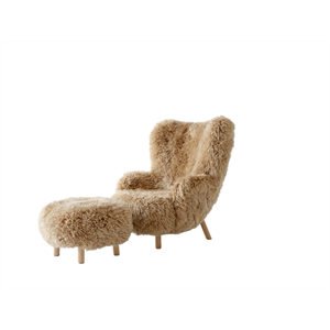 &Tradition Petra VB3 Fauteuil en Peau de Mouton Miel 50/chêne Huilé Incl. ATD1 Bouffée