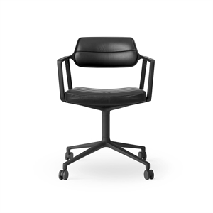 Chaise Pivotante à Roulettes Vipp 453 , Noir/cuir Noir