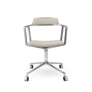 Chaise Pivotante Vipp 452 à Roulettes, Aluminium, Ondulé, Blanc Cassé, Gris Clair