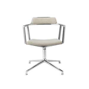 Chaise Pivotante Vipp 452 avec Patins, Aluminium/ondulé, Blanc Cassé/ Gris Clair