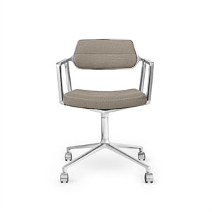 Chaise Pivotante Vipp 453 avec Roulettes , Aluminium et Textile Sable Foncé