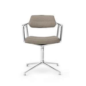 Chaise Pivotante Vipp 453 avec Patins en Aluminium et Textile Sable Foncé