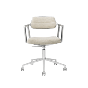 Chaise Pivotante Vipp 453 Swivel+ à Roulettes, Aluminium/ondulé, Blanc Cassé/ Gris Clair