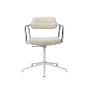 Chaise Pivotante Vipp 453 Swivel+ avec Patins, Aluminium/ondulé, Blanc Cassé/ Gris Clair
