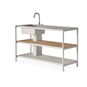 Vipp 742 Module de Cuisine Extérieure Grand avec Évier , Aluminium/teck