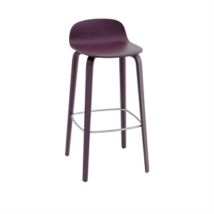 Tabouret de Bar Muuto Visu avec Base en Bois H75 Prune Foncée