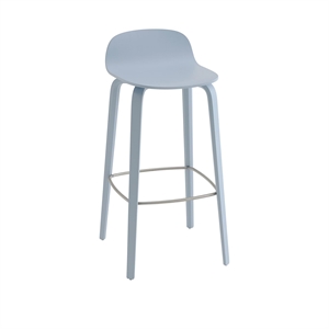 Tabouret de Bar Muuto Visu avec Base en Bois H75 Bleu Clair