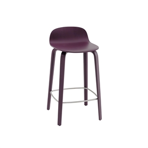 Tabouret de Bar Muuto Visu avec Base en Bois H65 Prune Foncée
