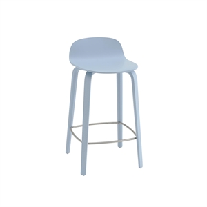 Tabouret de Bar Muuto Visu avec Base en Bois H65 Bleu Clair