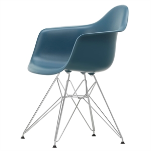 Vitra Eames Plastic DAR Dining Chair RE Bleu Mer/ Chrome