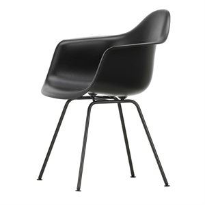 Vitra Eames Plastic DAX Chaise de Salle à Manger avec Accoudoirs Noir Profond