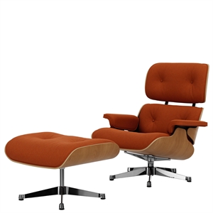 Fauteuil Vitra Eames avec Repose-pieds Calma Cognac/ Aluminium/ Châtaigne