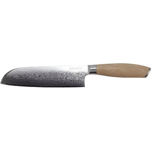 Couteau Santoku japonais Mareld Akio 18 cm Bois clair